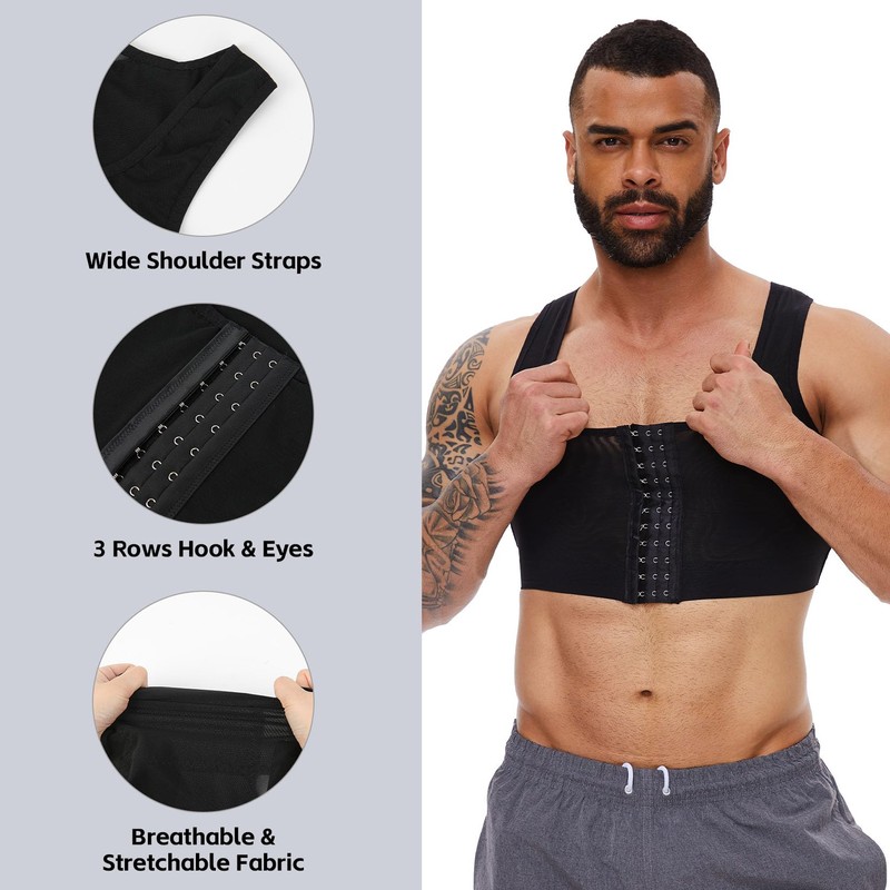 MISS MOLY Mens Gynecomastia Compression Corset Chest Binder Slimming Vest