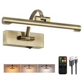 Tassuowell Wireless Picture Lights for Wall,12 Inch Battery Operated Picture Light,3CCT Dimmable Lights for Pictures on Wall with Timer and Remote for Display Photo Frame (Antique Bronze, 12inch)