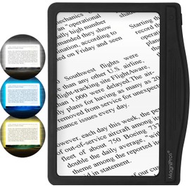 MAGNIPROS - Lupa de página LED grande para lectura, lector de aumento con 3 modos de iluminación de color y lente antirreflejos para reducir la tensión ocular, perfecta para impresión fina, ojos
