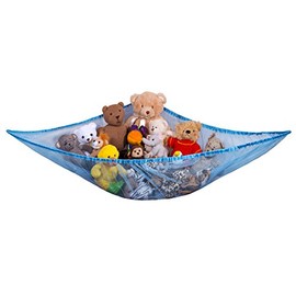 Jumbo Toy Hammock - Organize stuffed animals or children's toys with the mesh hammock. Looks great with any décor while neatly organizing kid’s toys and stuffed animals. Expands to 5.5 feet - Blue
