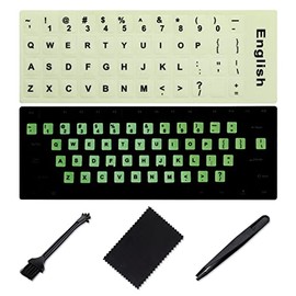 English Keyboard Sticker Glow in The Dark [4 in 1],Luminous Replacement English Letter Keyboard Sticker Universal for Laptop Computer Notebook Desktop,Luminescent Alphabet Keyboard Sticker