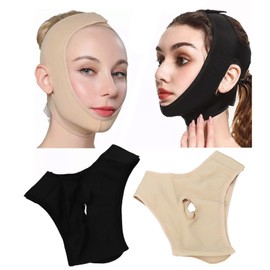 Face Lifting Mask, V-shaped Face Slimming Belt, Double Chin Reducer, Anti-Wrinkle Face Mask, Face Lifting Bandage, for Double Chin and Saggy Face Skin (Pack of 2)