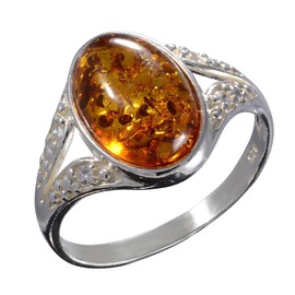 Sterling Silver and Baltic Honey Amber Ring Salma Size: 5
