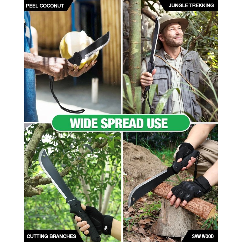 MOSSY OAK 19-inch Machete Saw Sharp Blade Machete Ergonomic No-Slip