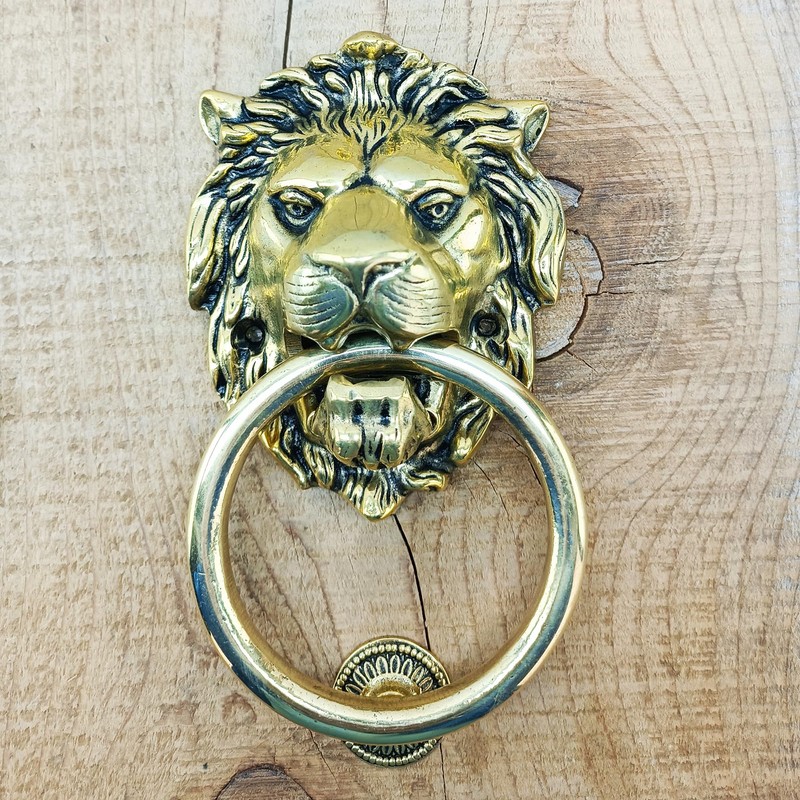 Anatolica Lions Head Door Knocker,7.1 inches,Solid Brass,Regency Period(Antique Brass)