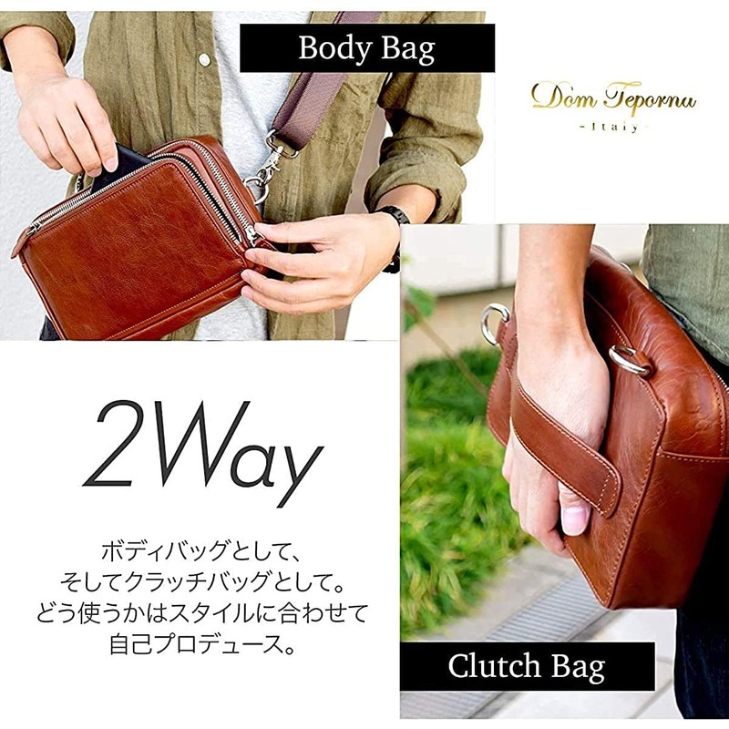Dom Teporna Men's Body Bag, Genuine Leather, Italian Leather, Compact,