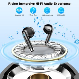 Wireless Earbuds, Bluetooth Headphones 5.3 Hi-Fi Stereo, 40H Mini Wireless Earphones with 4 ENC Noise Cancelling Mic, IP7 Waterproof in Ear Earphones, LED Digital Display Ear Buds, Touch Control