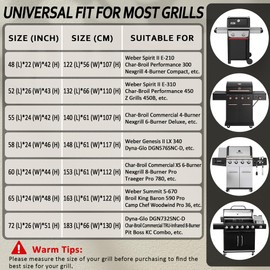 ROCKTAKIN Heavy Duty Grill Cover 52 Inch, BBQ Gas Grill Cover for Outdoor, Waterproof UV & Fade Resistant Windproof Barbecue Cover with Air vents for Weber Char-Broil Nexgrill and More