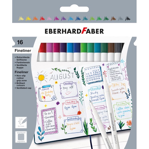EBERHARD FABER 551516 - Fineliner Set of 16 Pens, Marker