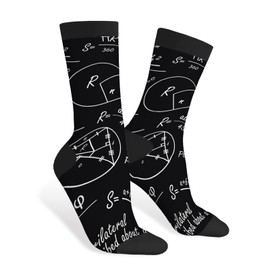 AOYEGO Mathematical Funny Socks Board with Geometric Formulas Equations Circle Function Triangle Chalk Novelty Casual Crew Socks Contrast Color Design for Women Men Gift