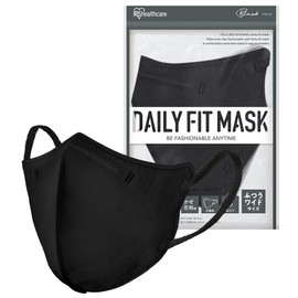Iris Ohyama RK-F5MBK Non-Woven 3D Mask, 5 Pieces, Regular Wide, 3D Mask, Individually Packaged, Small Face, Daily Fit, Blood Tone Mask, Cheek Mask, Color Mask, Beak, Stylish, Does Not Hurt Ears, Black