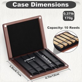 Kmise Wooden Reed Case with Magnetic Closure, Dual-Sided Storage Design, 10 Reed Capacity for Saxophone, Clarinet (Brown)