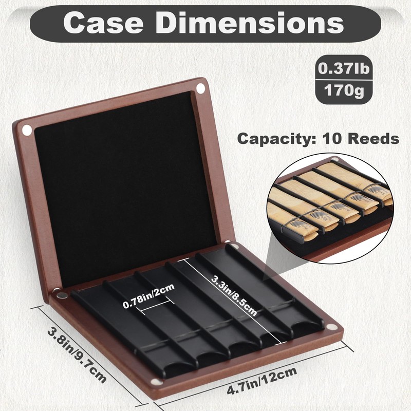 Kmise Wooden Reed Case with Magnetic Closure, Dual-Sided Storage Design,
