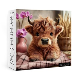 Cute Highland Cow Flower Puzzles for Adults 1000 Pieces, Funny Alpine Cattle Animal Jigsaw Puzzle, Impossible Difficult Art Puzzles