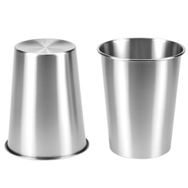 QWORK 12 Ounce Stainless Steel Pint Cups, 16 Pack 350ml 304 Steel Cup, Metal Drinking Glasses, Shatterproof Cup