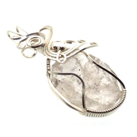 Herkimer Diamond Gemstone Sterling Silver Wire Wrapped Pendant