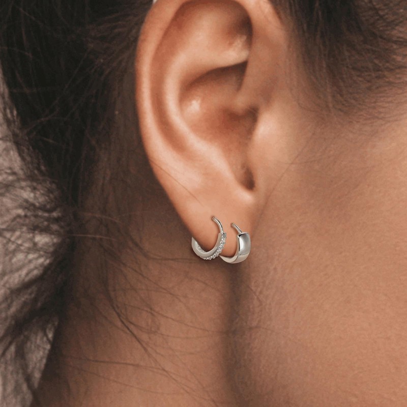 SILBERTALE Set of 3 Pairs of Earrings 925 Silver Mini