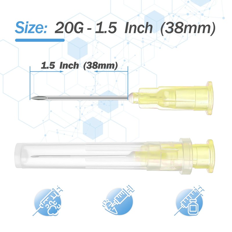 20Ga 1.5Inch Disposable Dispensing Luer Lock 100 Pack Lab Supplies