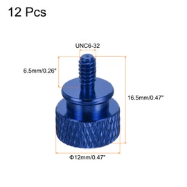 sourcing map 12pcs UNC6-32x6.5mm Knurled Thumb Screw Computer Case Threaded Hand Tighten Screws Aluminum Alloy for PC Case, Dark Blue