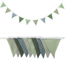 TNSLAND Garland Bunting Children's Room Bunting Fabric Bunting Outdoor Weatherproof Children's Room Decoration Garden Party Happy Birthday Garland Decorations Decoration Gift Candy Colours (Groen)