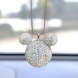 Car Pendant for Rear View Mirror Crystal Ball Car Hanging Ornament Cute Men's and Women's Car Interior Decoration Ornament Great Gifts for Friends or Family (White)