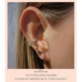 Brandlinger® Atelier Women’s Girls’ Gold-Plated 925 Sterling Silver Earrings Diameter of the gold earrings: 7 mm., Silver, silver