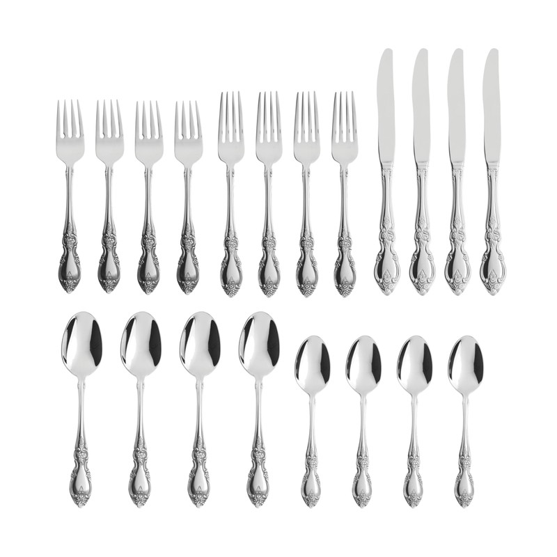 Oneida Silverware Set For 4, Louisiana 20-Piece Fine Flatware Set,