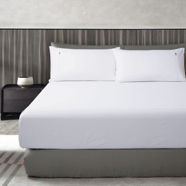 Luxton 1000TC Egyptian Cotton Fitted Sheet Set Single Size White Color 40cm Deep Pocket Breathable Cotton Sateen Combo Fitted Sheet 2PCS Set NO Flat Sheet (Single Size, White)