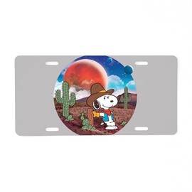 CafePress Snoopy Space Cowboy Aluminum License Plate, Front License Plate, Vanity Tag