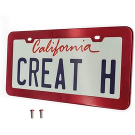 Creathome 201 Stainless Steel License Plate Frames with Shining Red Color