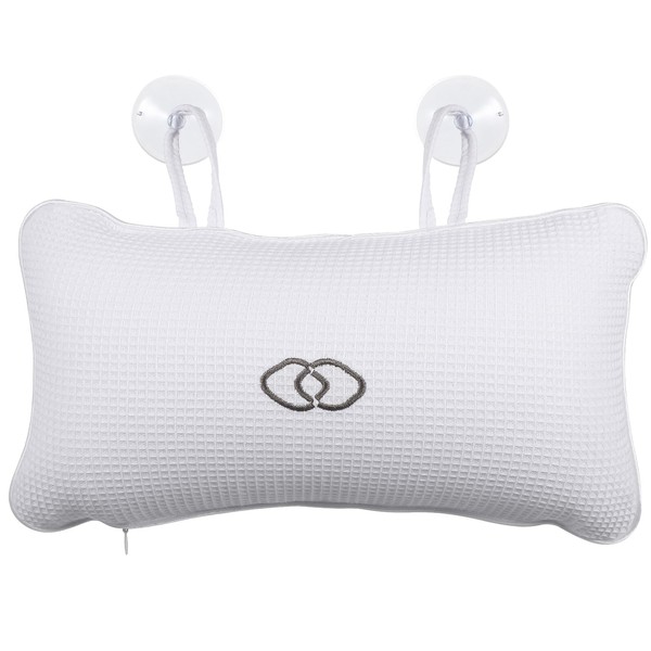 HEALLILY Spa Bath Cushion Bath Pillow for Bathtub White Bathing Cushion for Head and Neck Support (White)