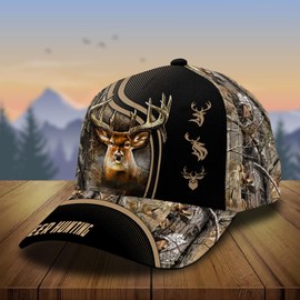 CleveFit Deer Hunting Baseball Cap Adjustable, Steel Buckle, Dad Hat One Size Fit All, Unique Design Outdoor Hat Unisex, Brown, 0