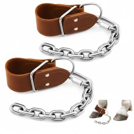 Yeyeplum 2 Pack Horse Hobbles Kicking Chain, Leather Single Leg Hobble Heavy Duty Anti Kick Design, Stainless Steel Chain for Secure Horse Training & Grazing, for Stallions, Geldings, Mares