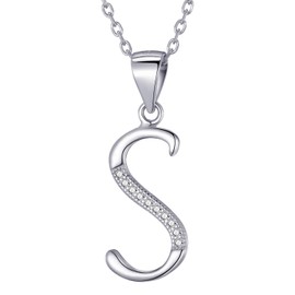 Morella Ladies Necklace Silver, Pendant, 925 Silver Rhodium Plated With Zirconia, White, 45 cm, Silver