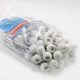 9 inch 50 Piece Heavy Duty 5mm Ball Bungee Canopy Cord by Wellmax, White Color