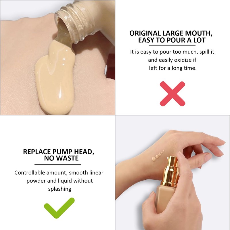 Pack of 2 Pump Heads for Cosmetic Foundation Bottles, Golden