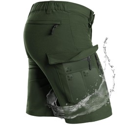 Moosehill Men's Hiking Cargo Shorts with 7 Pockets Quick Dry for Casual Work Tactical Fishing Camping Summer Stretch Waterproof（Green Shorts,32）