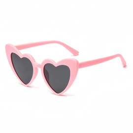 WDZAYXC Polarised Heart Sunglasses Vintage Cat Eyes Glasses Love Heart Shape Sunglasses Heart Glasses UV400 Protection, Pink/Grey