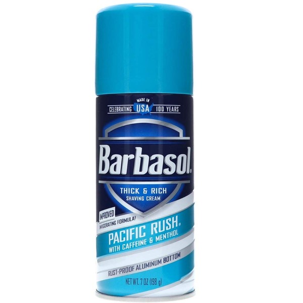 Barbasol Pacific Rush with Caffeine and Menthol Thick & Rich Shaving Cream 10 oz (Pack of 6)