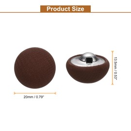 HARFINGTON 10pcs Fabric Cloth Covered Buttons 20mm Diameter Round Metal Shank Craft Replacement Sewing Buttons for Clothing Decoration DIY Accessories, Dark Brown