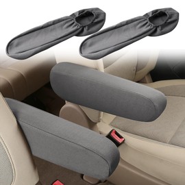 Smeyta - 2 fundas para reposabrazos de asiento delantero de coche, tamaño universal, funda para reposabrazos de asiento de tela plana, accesorios interiores de coche (gris, 1 par)