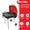 Alpine Cuisine 22x25 Inch Portable Charcoal BBQ Grill with Wheels,