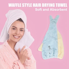 VOCOSTE Hair Drying Towel, Towel Cap, Super Absorbent, Quick Drying, Hair Towel, For Washing Face, Pool, Bath, For Drying Hair After Bathing, Fluffy, Cute, Whale, For Children, Blue