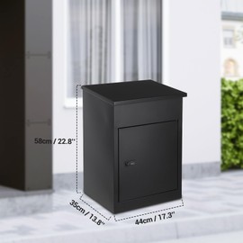 Package Delivery Boxes, 17.3"x13.8"x22.8", Galvanized Steel Parcel Mailbox, IPX3 Waterproof, Mailbox for Parcel Wall Mounted Lockable, Anti-Theft Baffle, for House, Porch, Curbside, Black