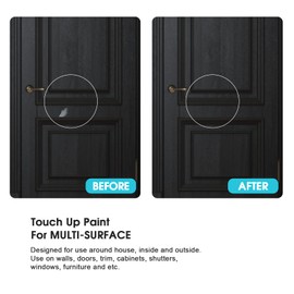 NADAMOO Black Multi Surface Touch Up Paint, Interior and Exterior House Appliance Paint for Cabinet, Wall, Door, Furniture, Windows, Shutter and Trim