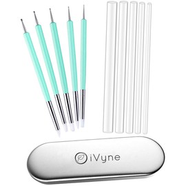 iVyne 15 Piece Mandala Rock Painting Dotting Tool Kit, for Nail Art, Ball Styluses, Acrylic Rods, Rubber Painting Brush, Embossing Pattern, with Premium Case