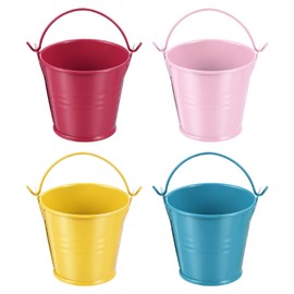 PATIKIL 6x4.2cm Small Metal Buckets 4pcs Colorful Buckets Cute Candy Tiny Pail for Crafts Party Favors Assorted Colors
