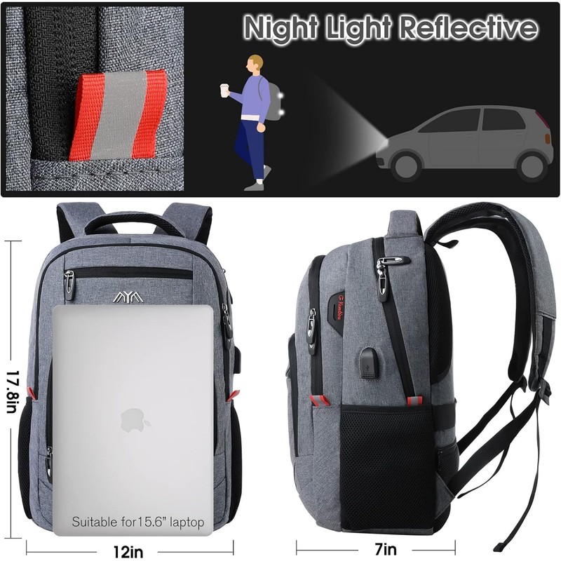 Men's School Backpack for 15.6 Inch Laptop Backpack Work Waterproof