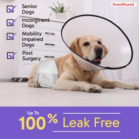 PetsWorld Dog Diapers Male Small - 50 Count Disposable - Super Absorbent, Fur-Friendly Belly Bands with Wetness Indicator - Adjustable Dog Wraps for Incontinence & Training (Waist 10-12 in)