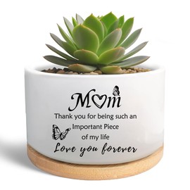 MBRUH Gardening Thank You Gifts for Mom, Succulent Plant Pot, Flower Cactus Planter, Birthday Mom Mother Mama Garden Decor Gift from Son Daughter (Plants Not Included)